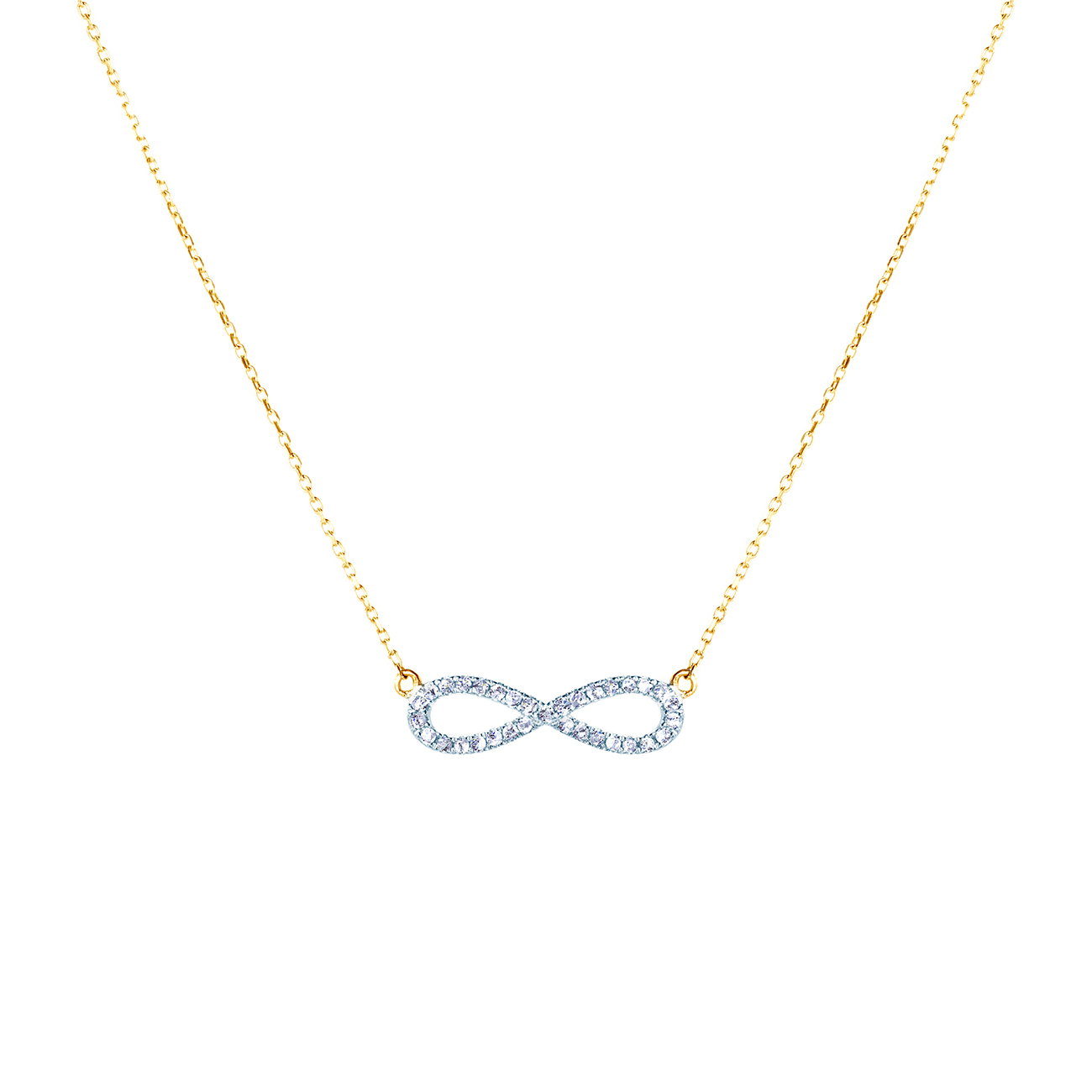 Náhrdelník s príveskom Infinity SAVICKI: zlatý, diamanty