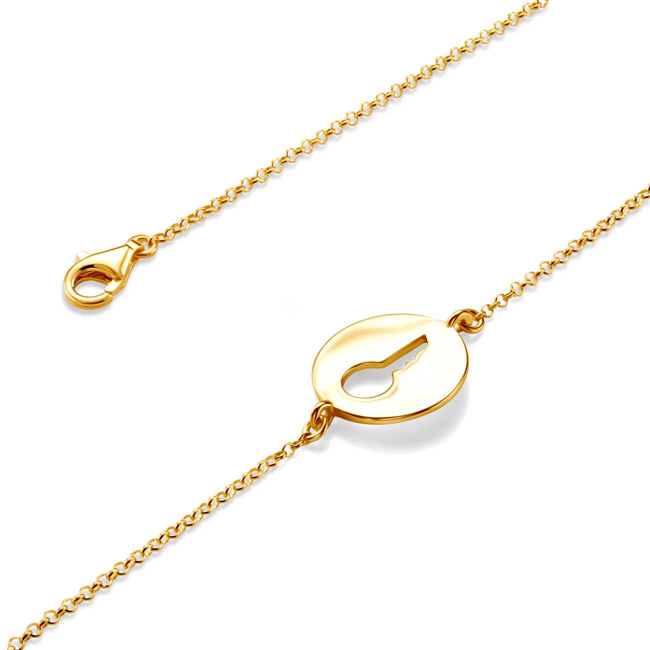 Armband Kette mit Anhänger  Schlüssel Savicki: Silber Vergoldet - 3