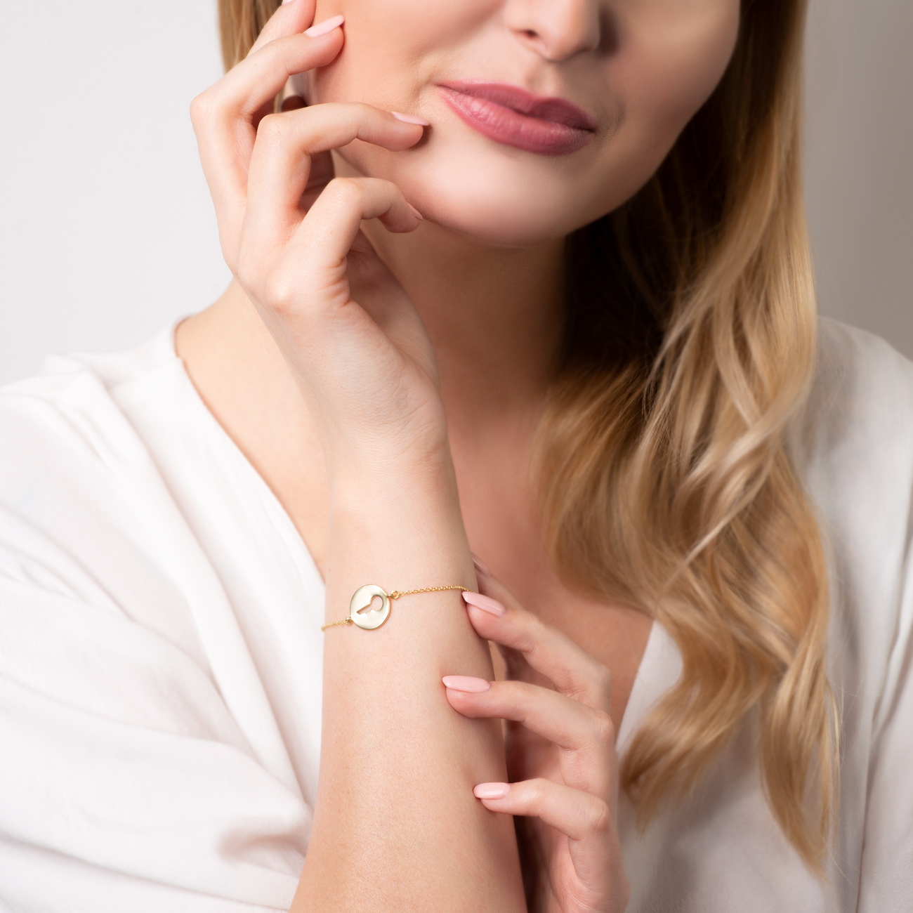 Armband Kette mit Anhänger  Schlüssel Savicki: Silber Vergoldet - 5