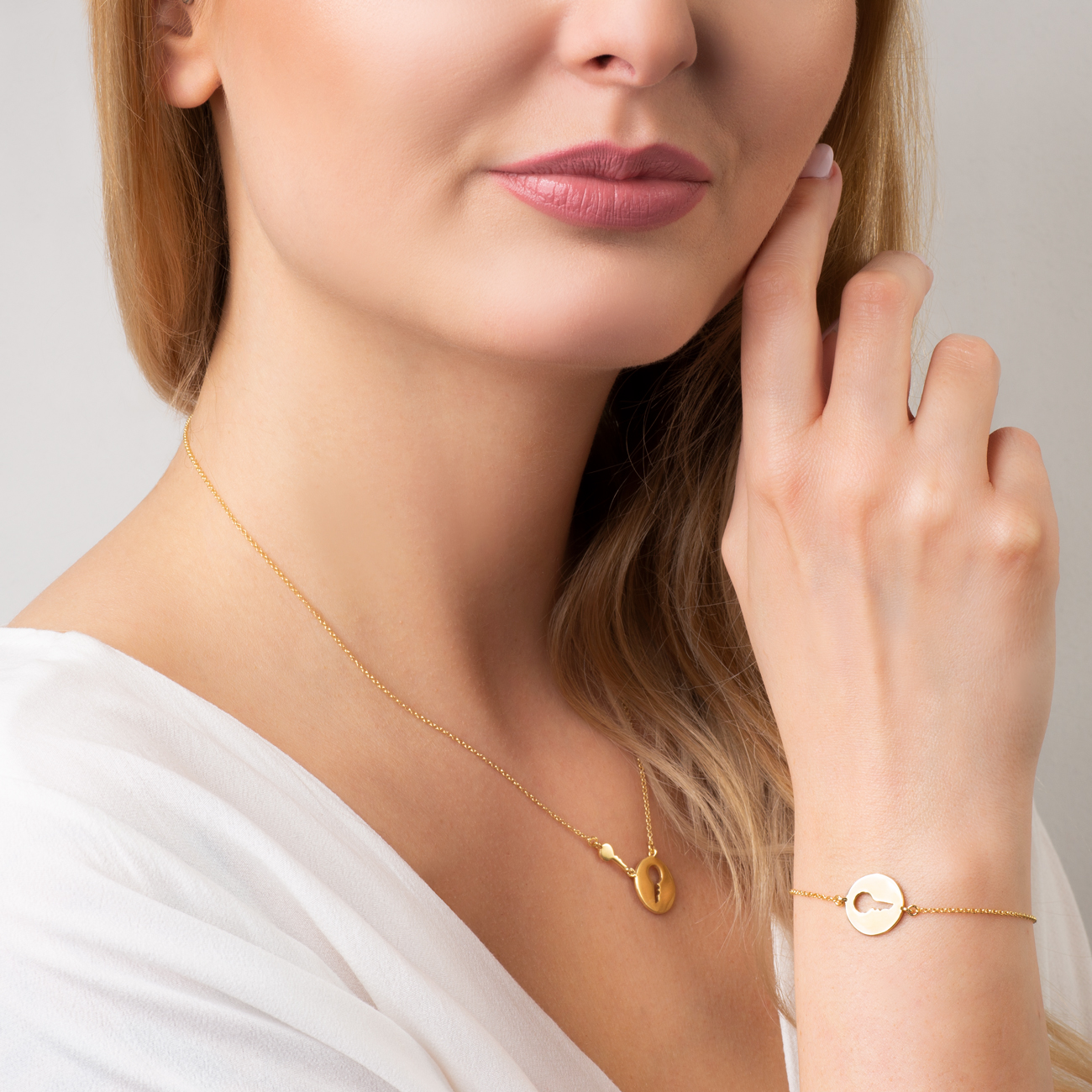 Armband Kette mit Anhänger  Schlüssel Savicki: Silber Vergoldet - 6