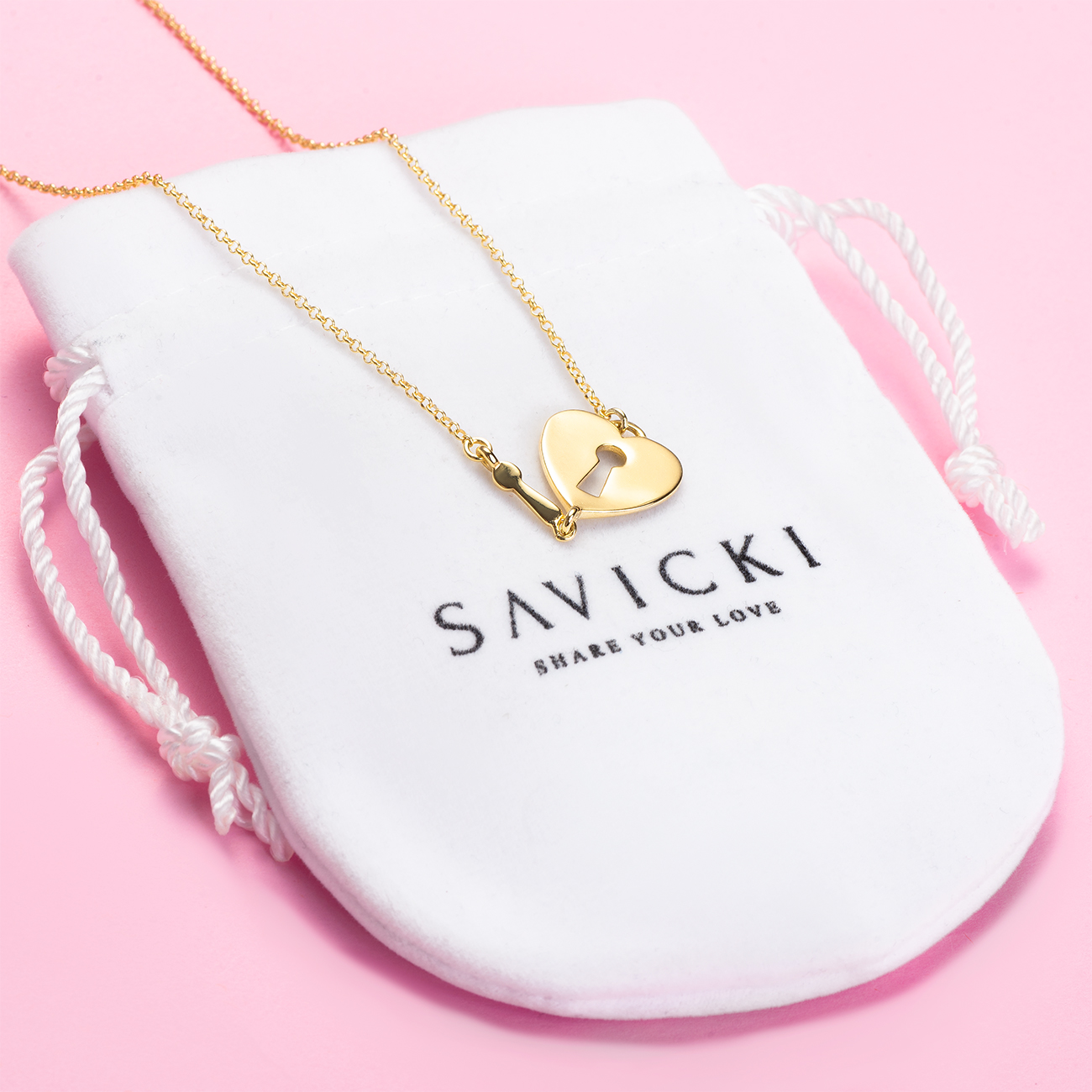 Naszyjnik serce Savicki: srebrny pozłacany - 4