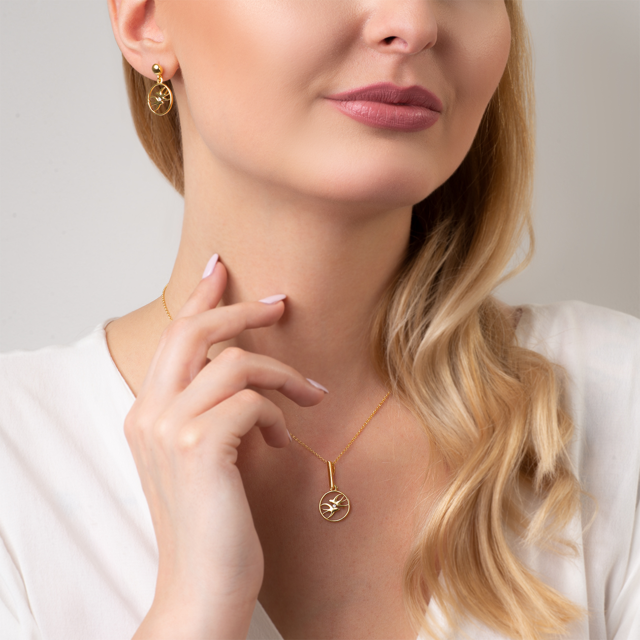 Ohrringe Schwalben Animals: Silber Vergoldet, Zirkonia - 7