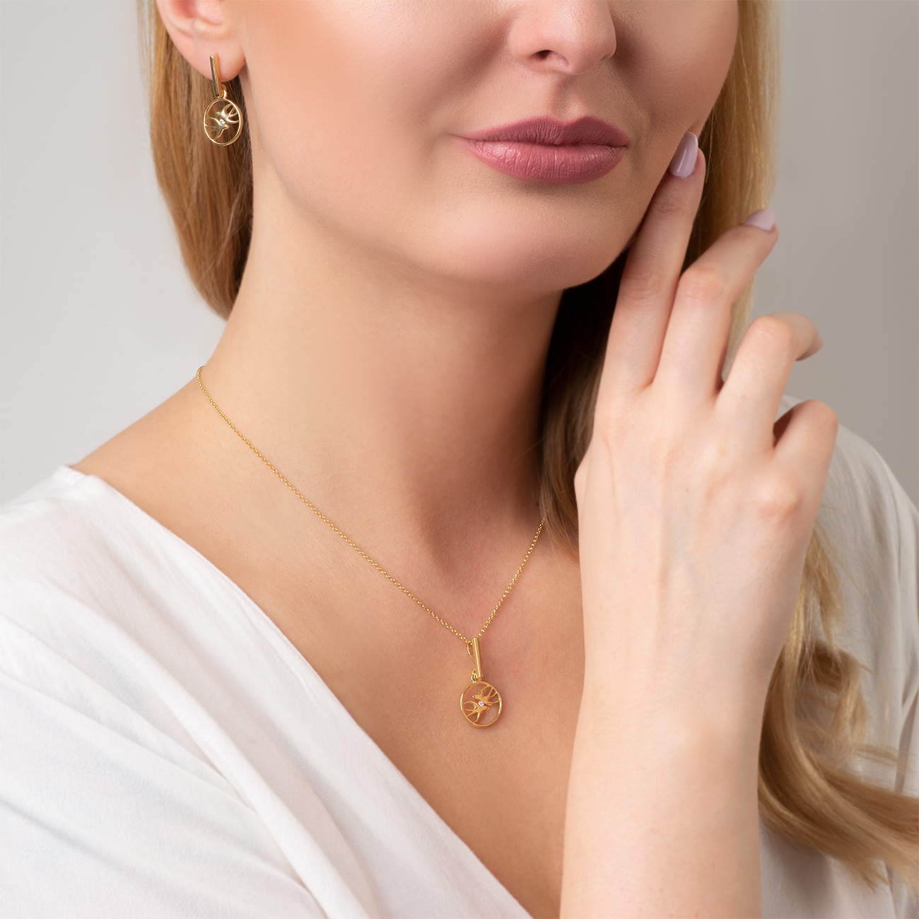 Kolczyki jaskółki Animals: srebrne pozłacane, cyrkonie - 7