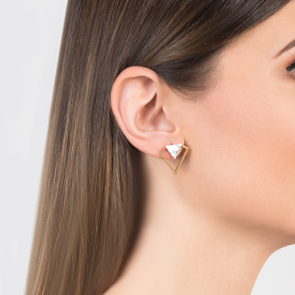 Kolczyki Savicki: srebrne pozłacane, howlity - 5