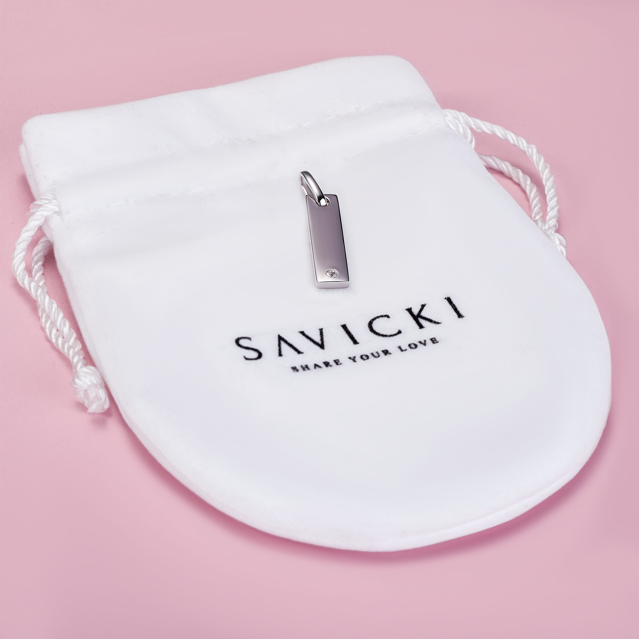 Anhänger Engrave: Silber, Weißer Saphir, Gravur - 4