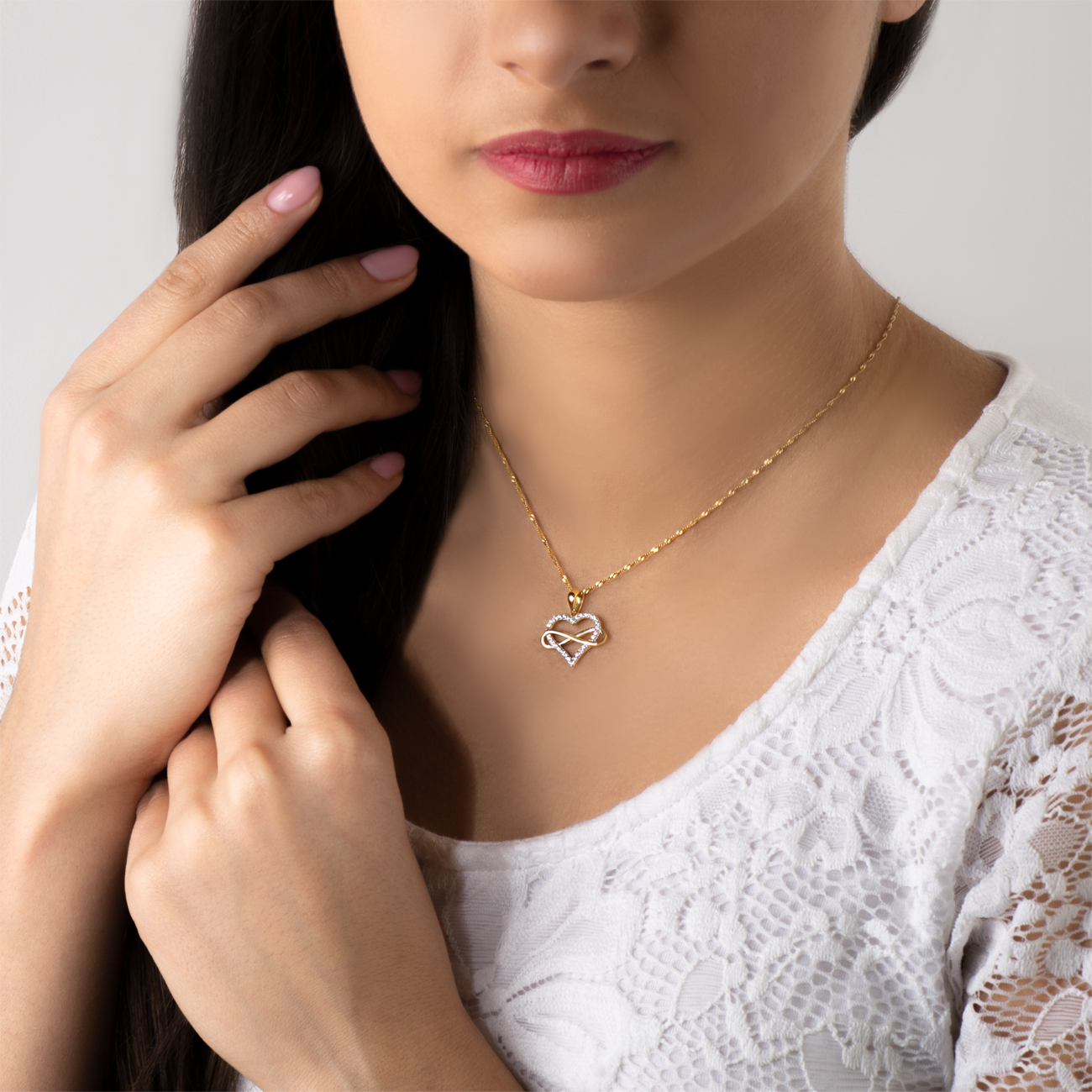 Zawieszka serce Savicki: złota, cyrkonie - 3