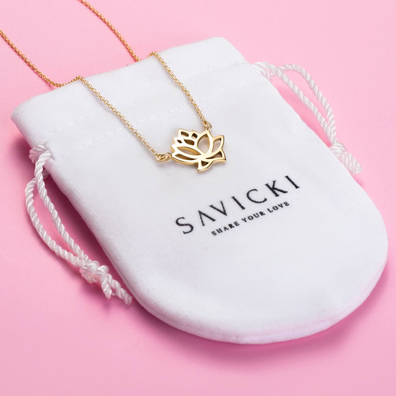 Halskette Magnolie Savicki: Silber Vergoldet - 5