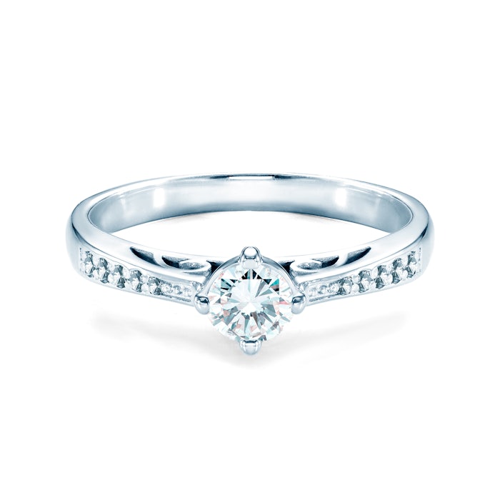 Pierścionek zaręczynowy SAVICKI: białe złoto, diamenty