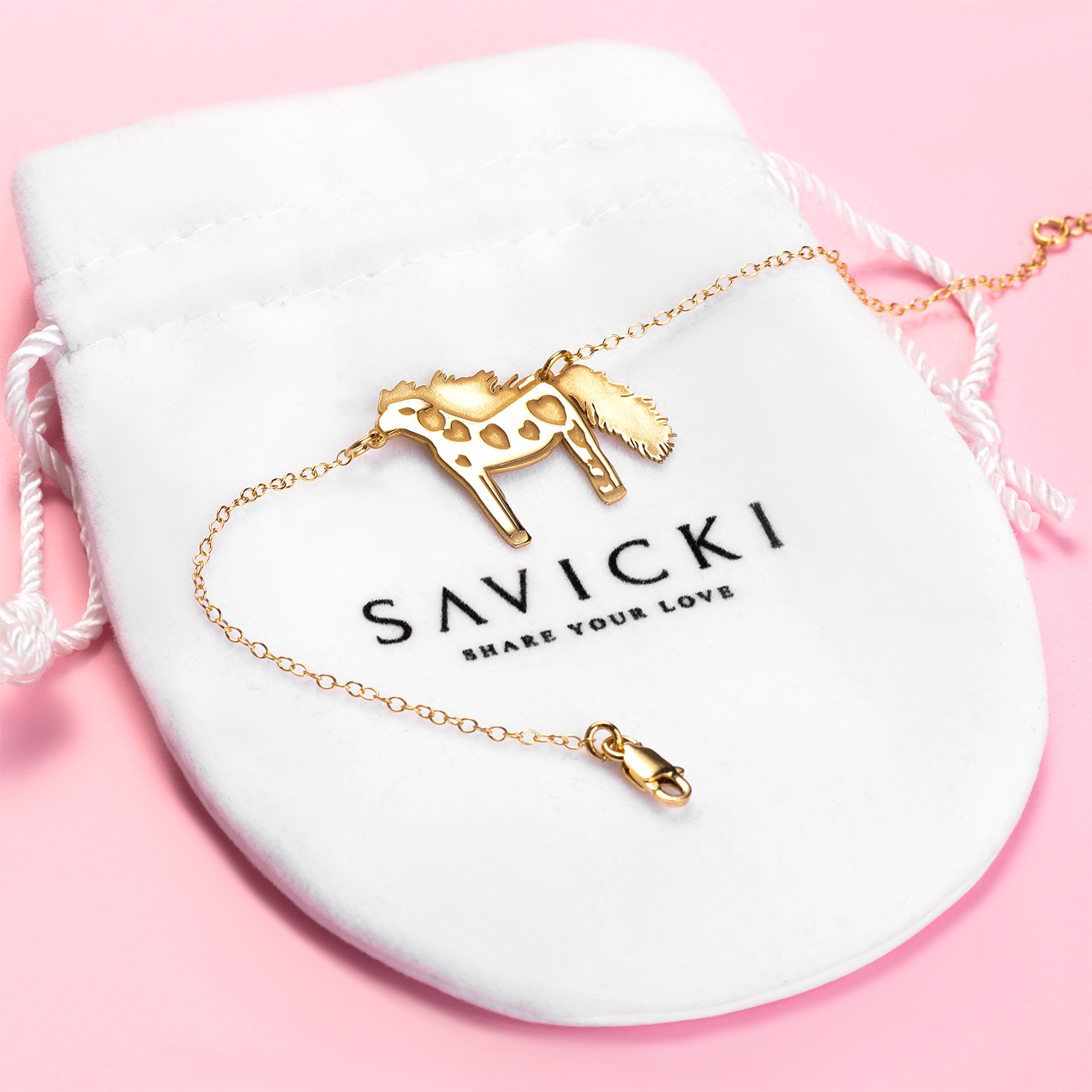 Bransoletka celebrytka koń Savicki: srebrna pozłacana - 4