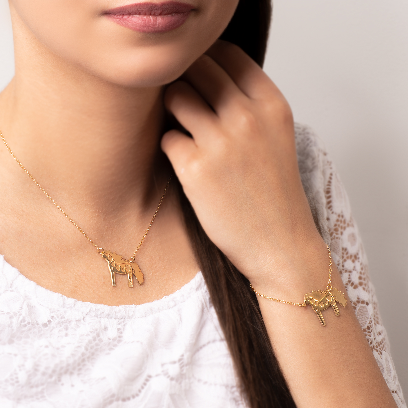 Bransoletka celebrytka koń Savicki: srebrna pozłacana - 6