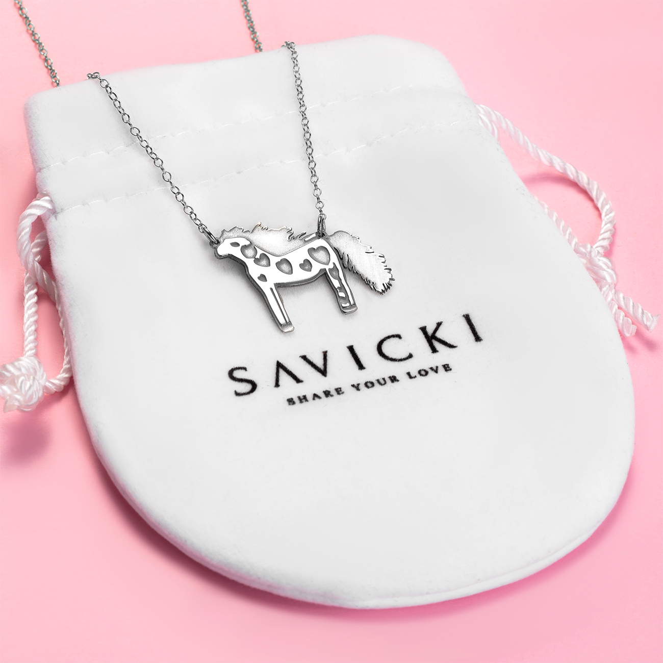 Naszyjnik celebrytka koń Savicki: srebrny - 4