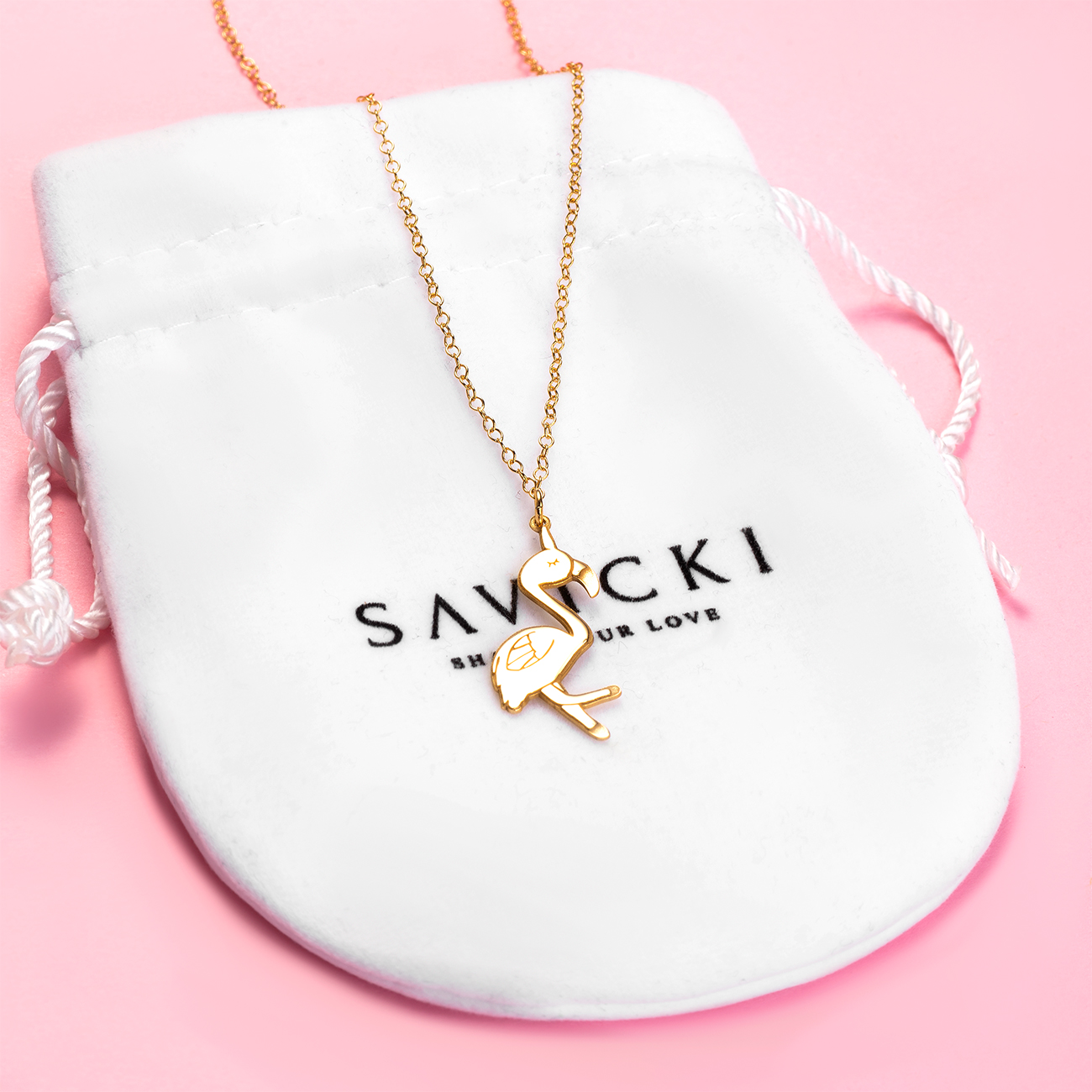 Naszyjnik celebrytka flaming Savicki: srebrny pozłacany - 4