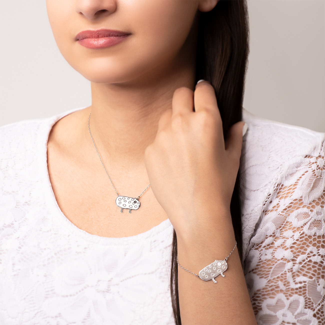 Bransoletka celebrytka świnka Savicki: srebrna - 6