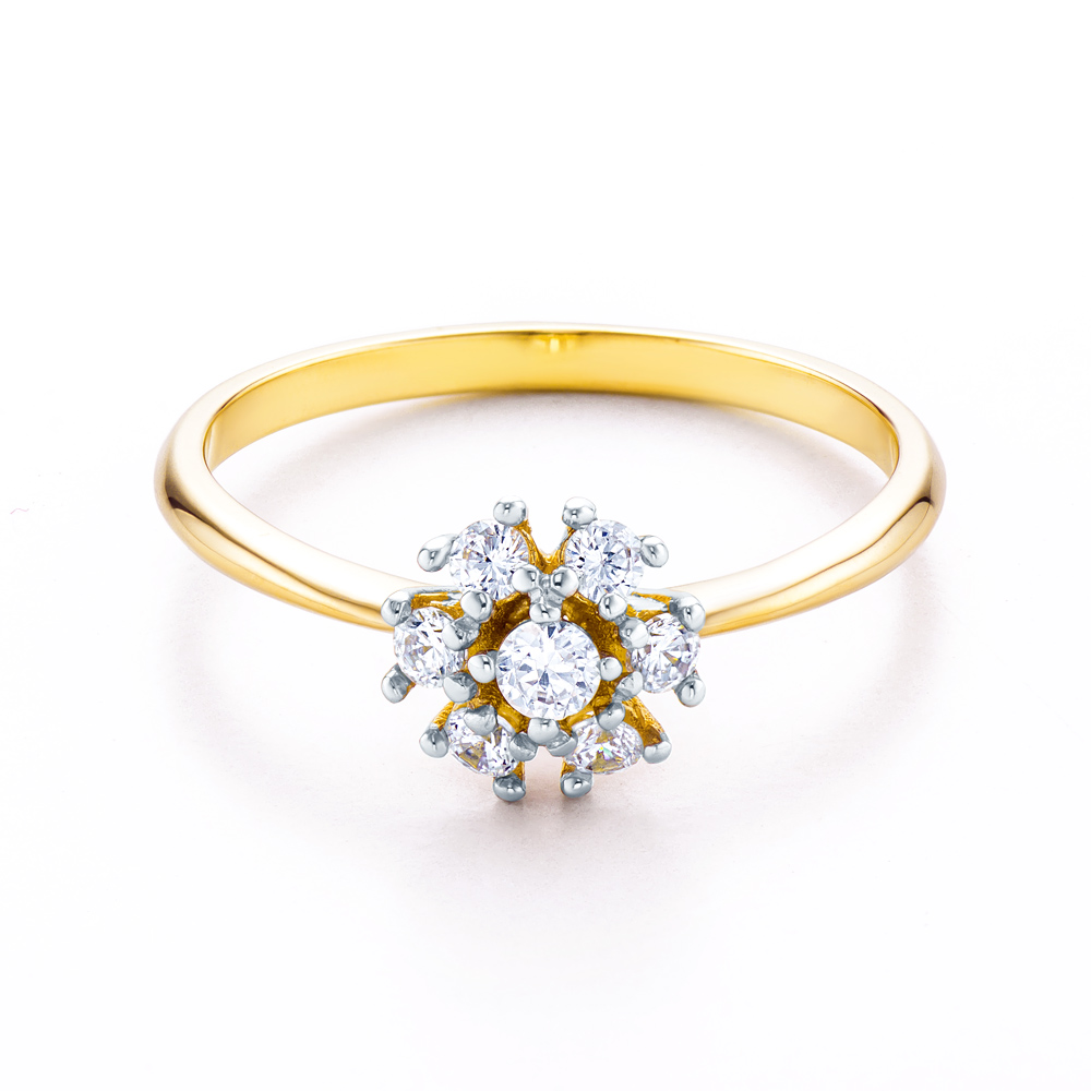 Pierścionek SAVICKI: dwukolorowe złoto, z cyrkoniami