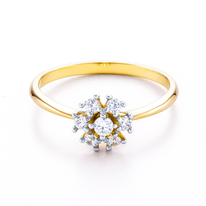 Prsten SAVICKI: dvoubarevné zlato, zirkony