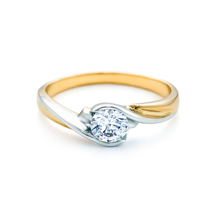 Zásnubný prsteň SAVICKI: dvojfarebné zlato, diamant