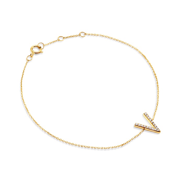 Bransoletka Litera V SAVICKI: złota, diamenty