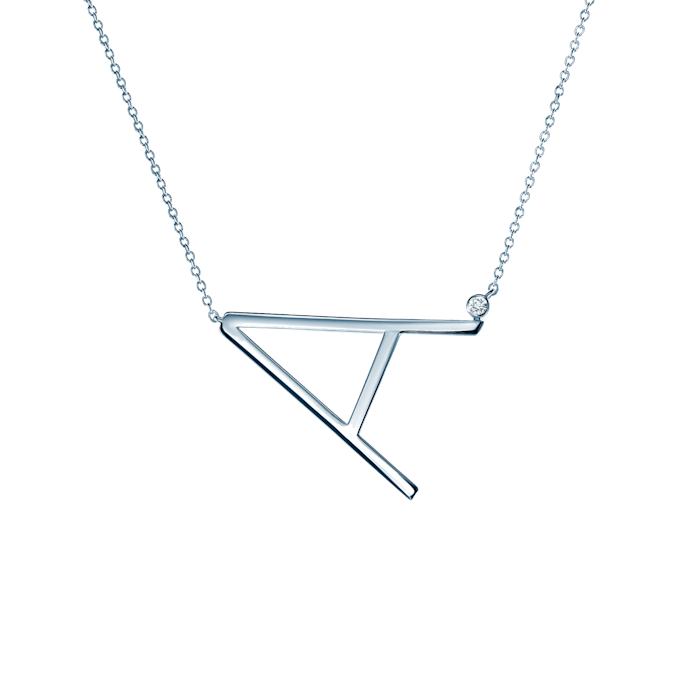 Náhrdelník s písmenem A SAVICKI: stříbro, bílý safír