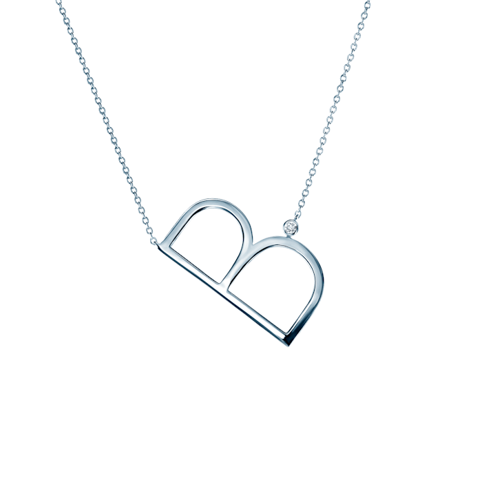 Náhrdelník s písmenem B SAVICKI: stříbro, bílý safír