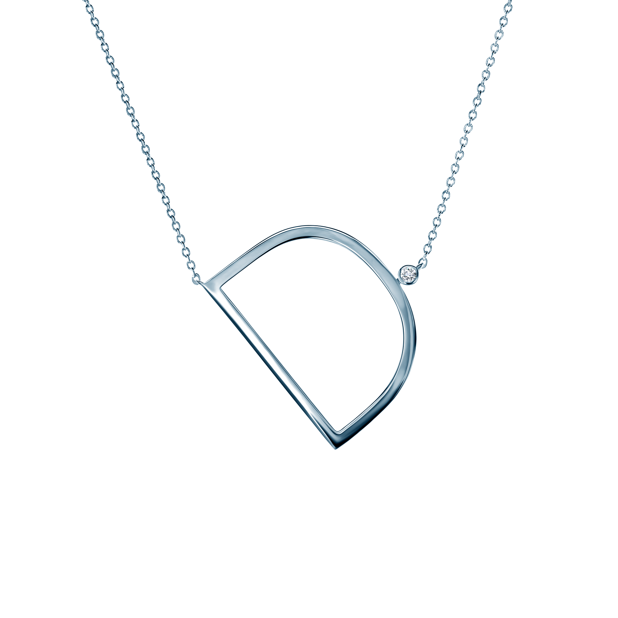 Naszyjnik celebrytka litera D Savicki: srebrny, biały szafir