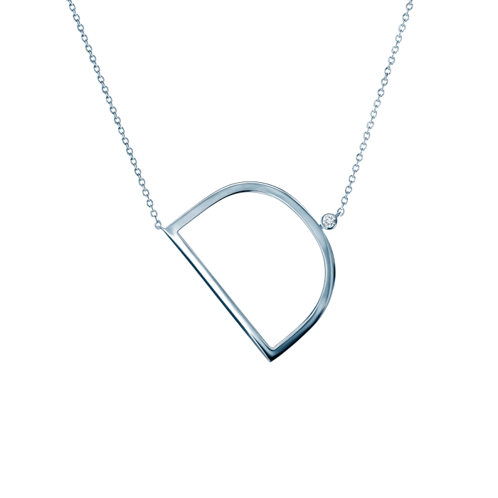 Náhrdelník s písmenem D SAVICKI: stříbro, bílý safír