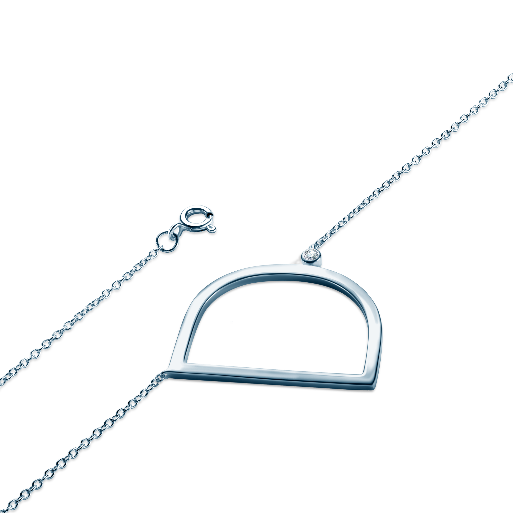 Naszyjnik celebrytka litera D Savicki: srebrny, biały szafir