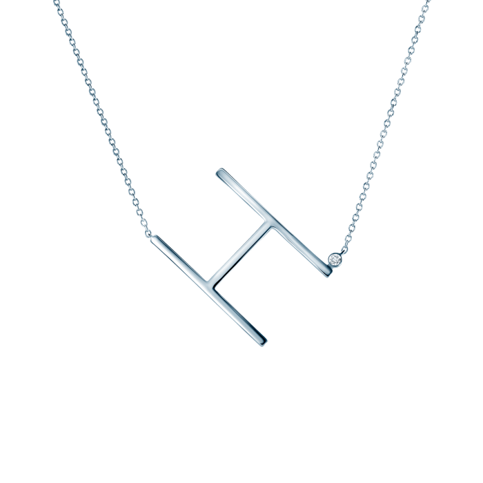 Náhrdelník s písmenem H SAVICKI: stříbro, bílý safír