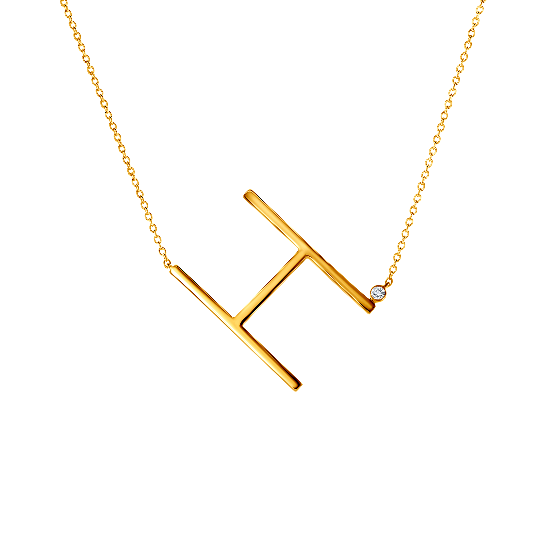 Náhrdelník s písmenem H SAVICKI: pozlacené stříbro, bílý safír