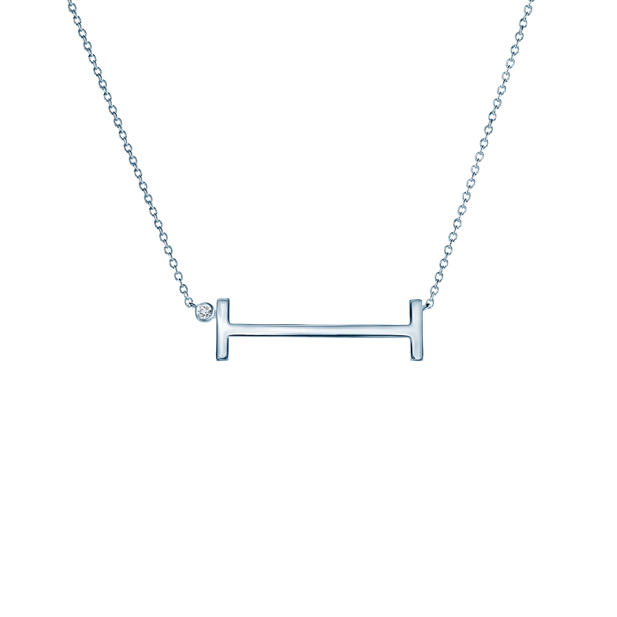 Naszyjnik celebrytka litera I Savicki: srebrny, biały szafir