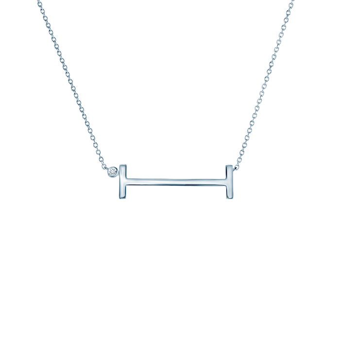 Necklace Letter I Savicki: silver, white sapphire