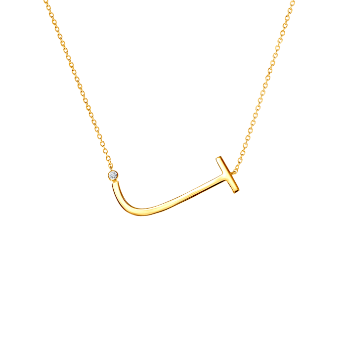 Náhrdelník s písmenem J SAVICKI: pozlacené stříbro, bílý safír