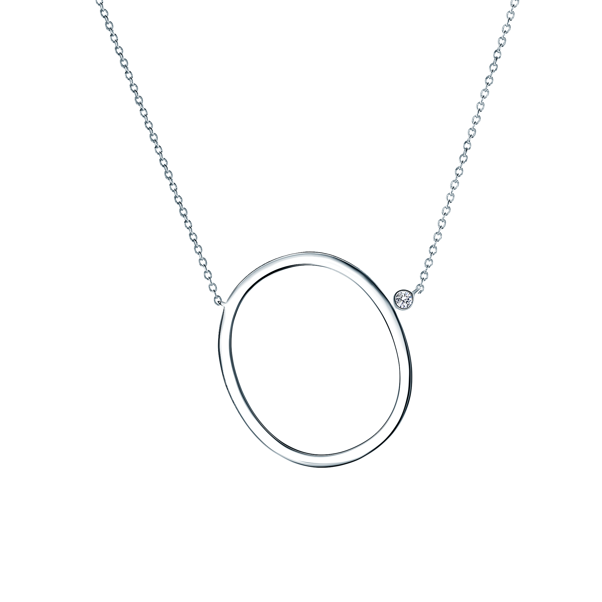 Naszyjnik celebrytka litera O Savicki: srebrny, biały szafir