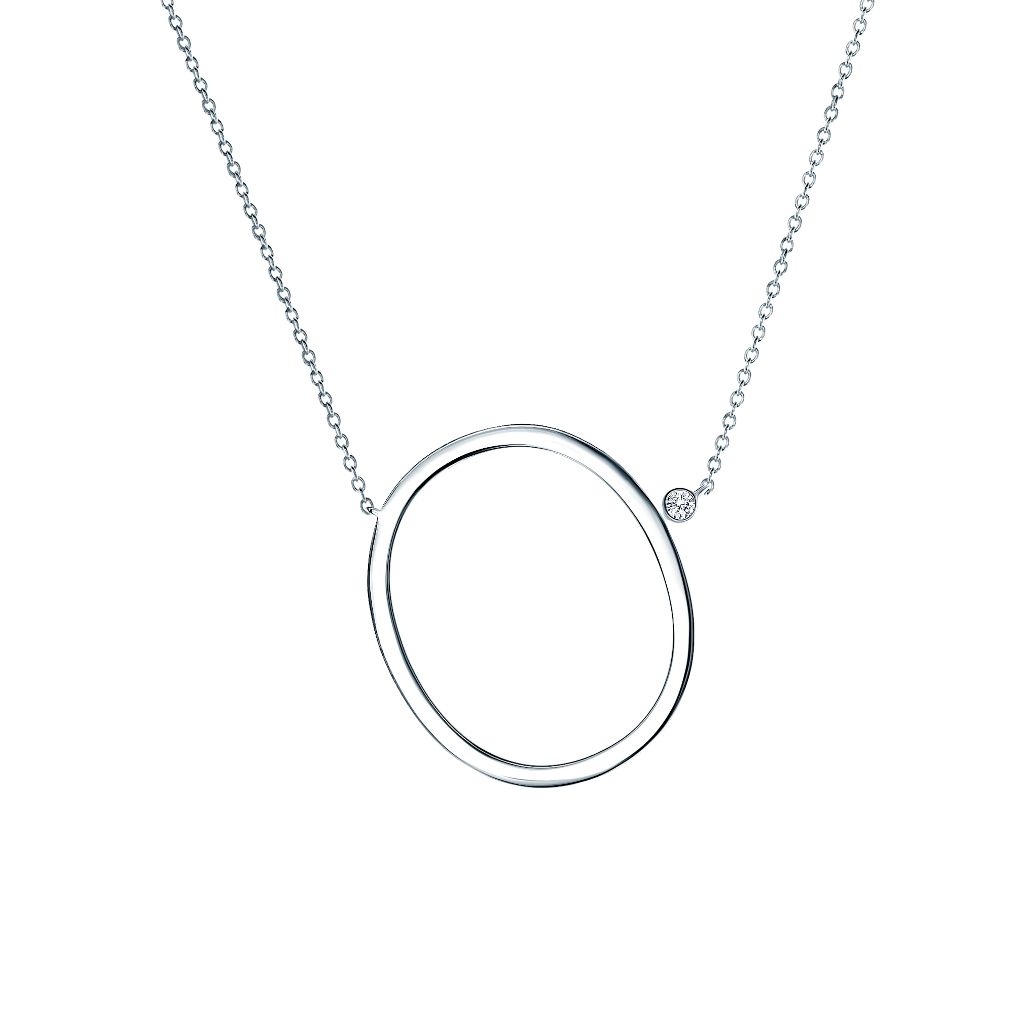 Savicki Колие с буква О: сребро. бял сапфир (SAVN127AWSW1) | SAVICKI 1976