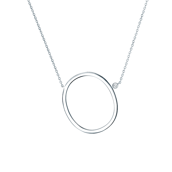 Náhrdelník s písmenem O SAVICKI: stříbro, bílý safír