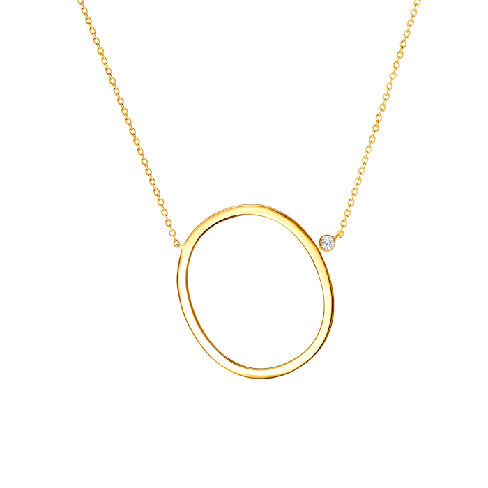 Náhrdelník s písmenem O SAVICKI: pozlacené stříbro, bílý safír