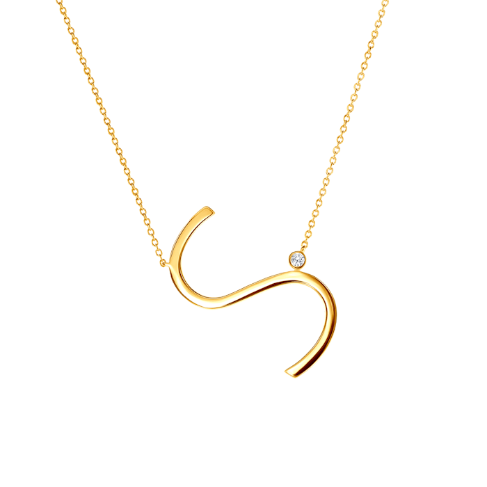 Náhrdelník s písmenem S SAVICKI: pozlacené stříbro, bílý safír