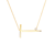 Halskette Kette mit Anhänger  Buchstabe T Savicki: Silber Vergoldet, Weißer Saphir