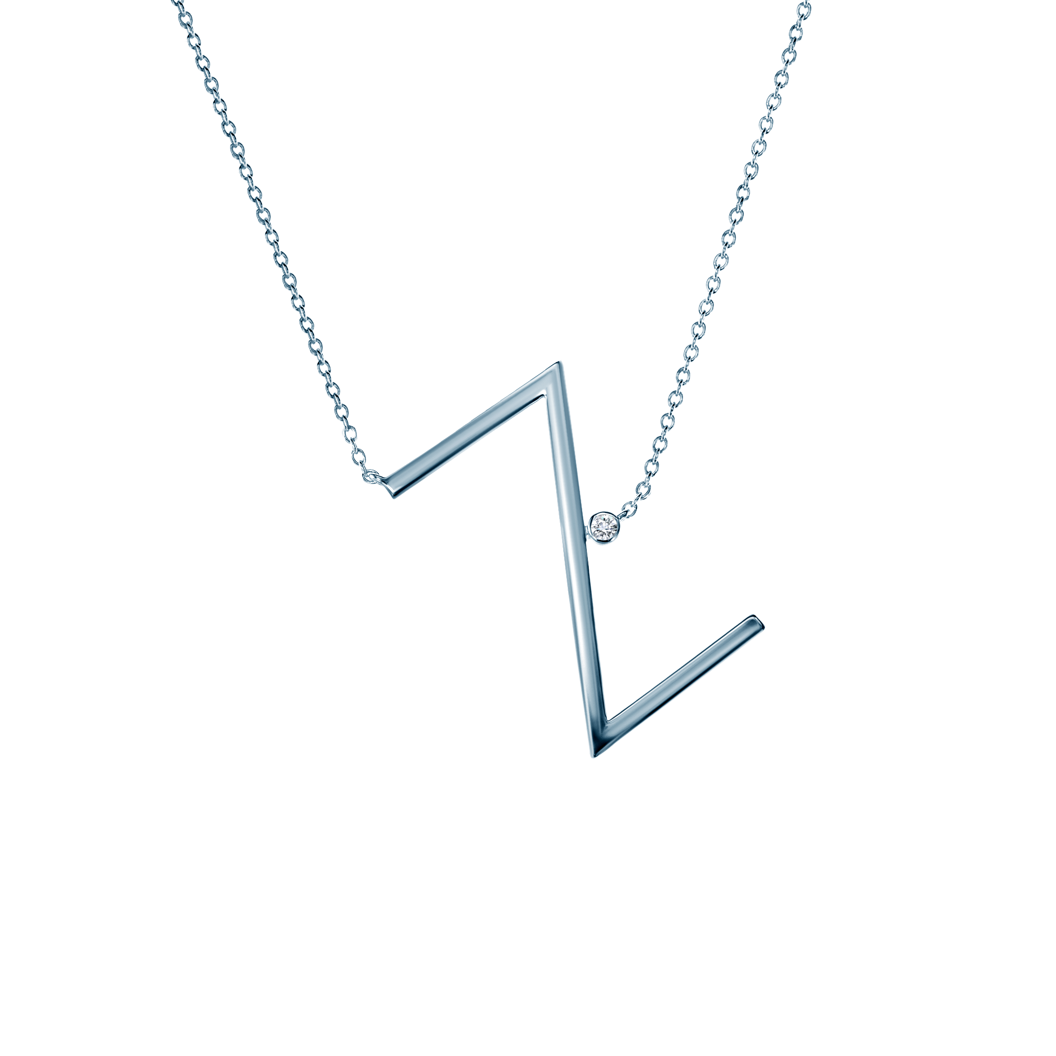 Náhrdelník s príveskom písmeno Z SAVICKI: strieborný, biely zafír