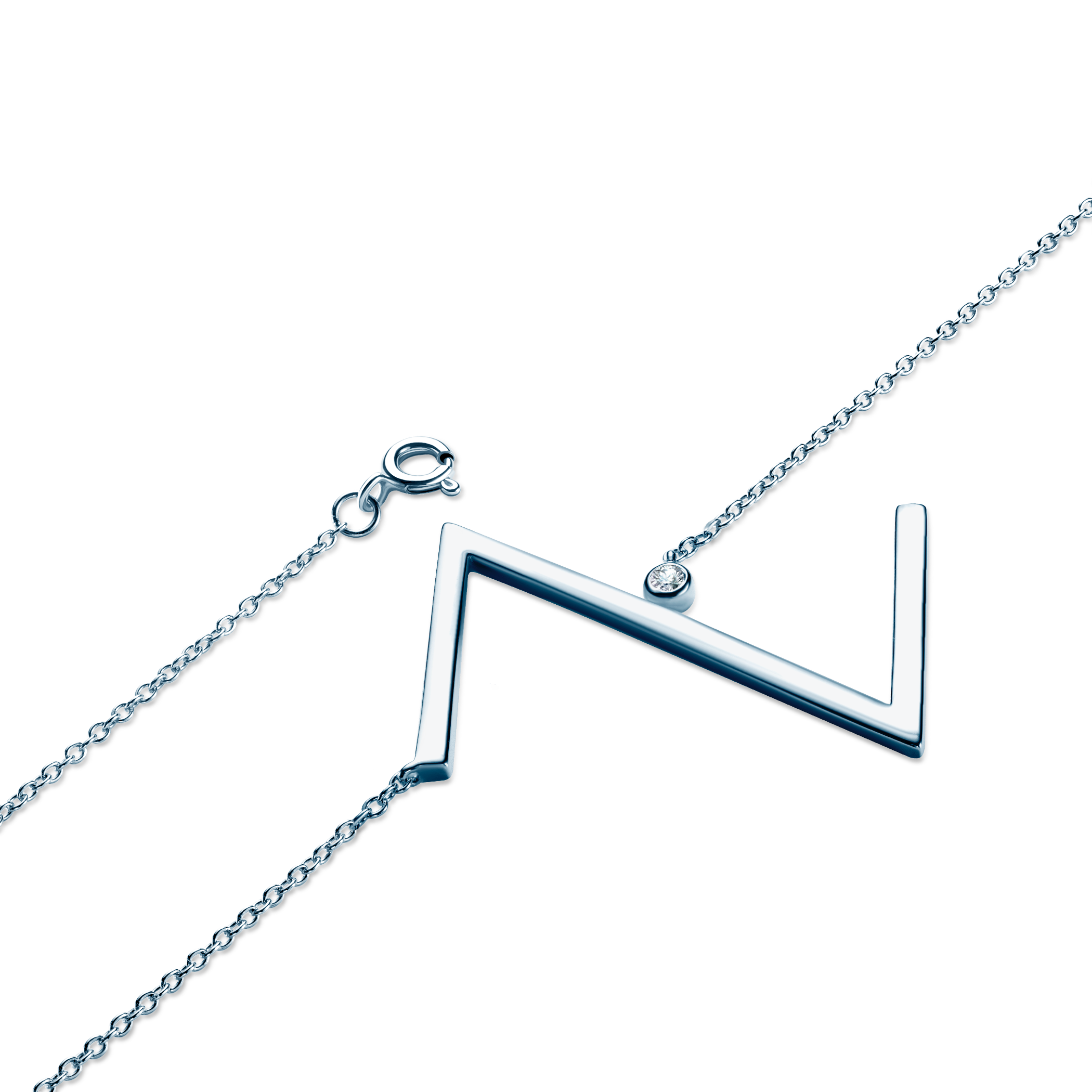 Naszyjnik celebrytka litera Z Savicki: srebrny, biały szafir