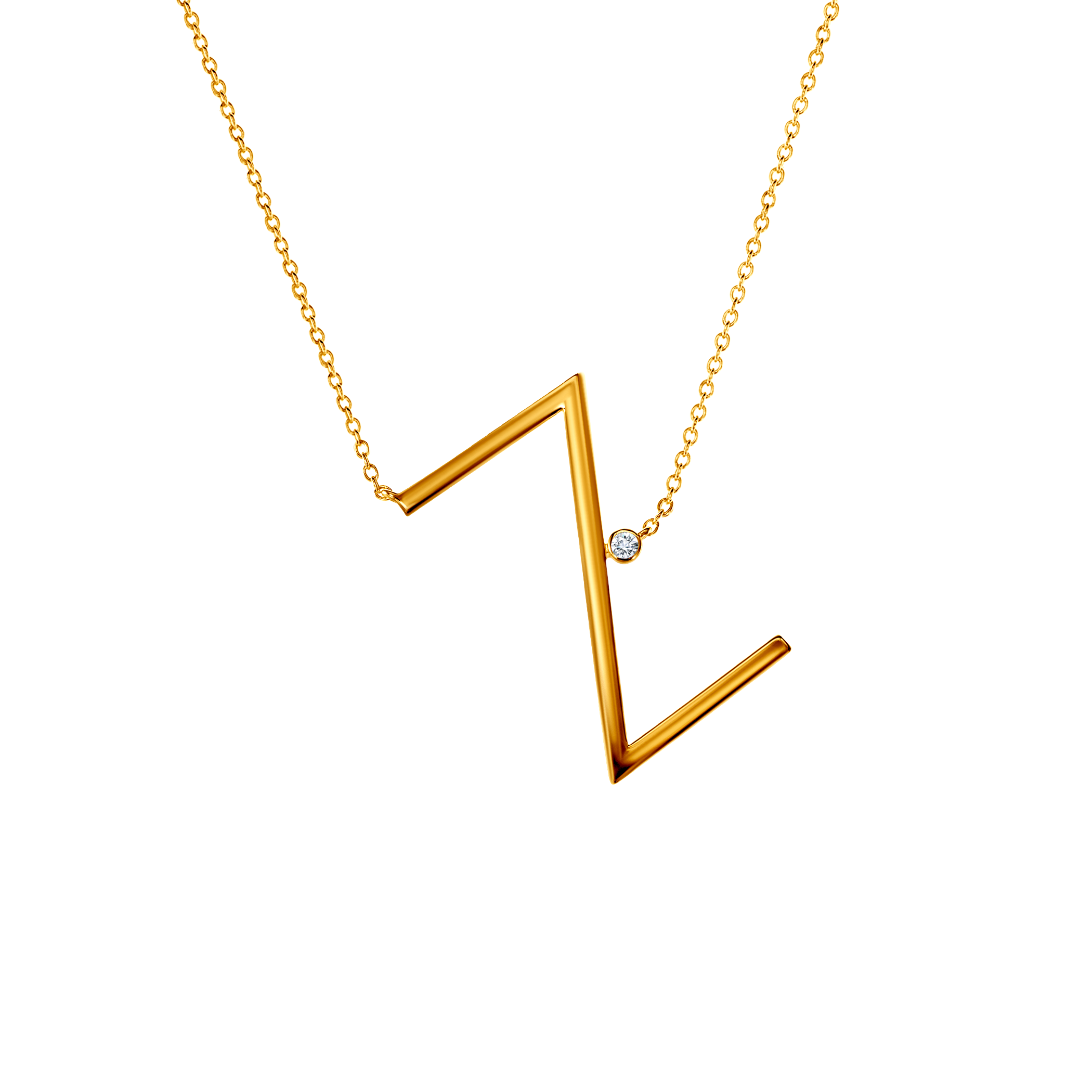 Náhrdelník s písmenem Z SAVICKI: pozlacené stříbro, bílý safír