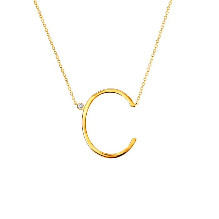 Náhrdelník s písmenem C SAVICKI: pozlacené stříbro, bílý safír