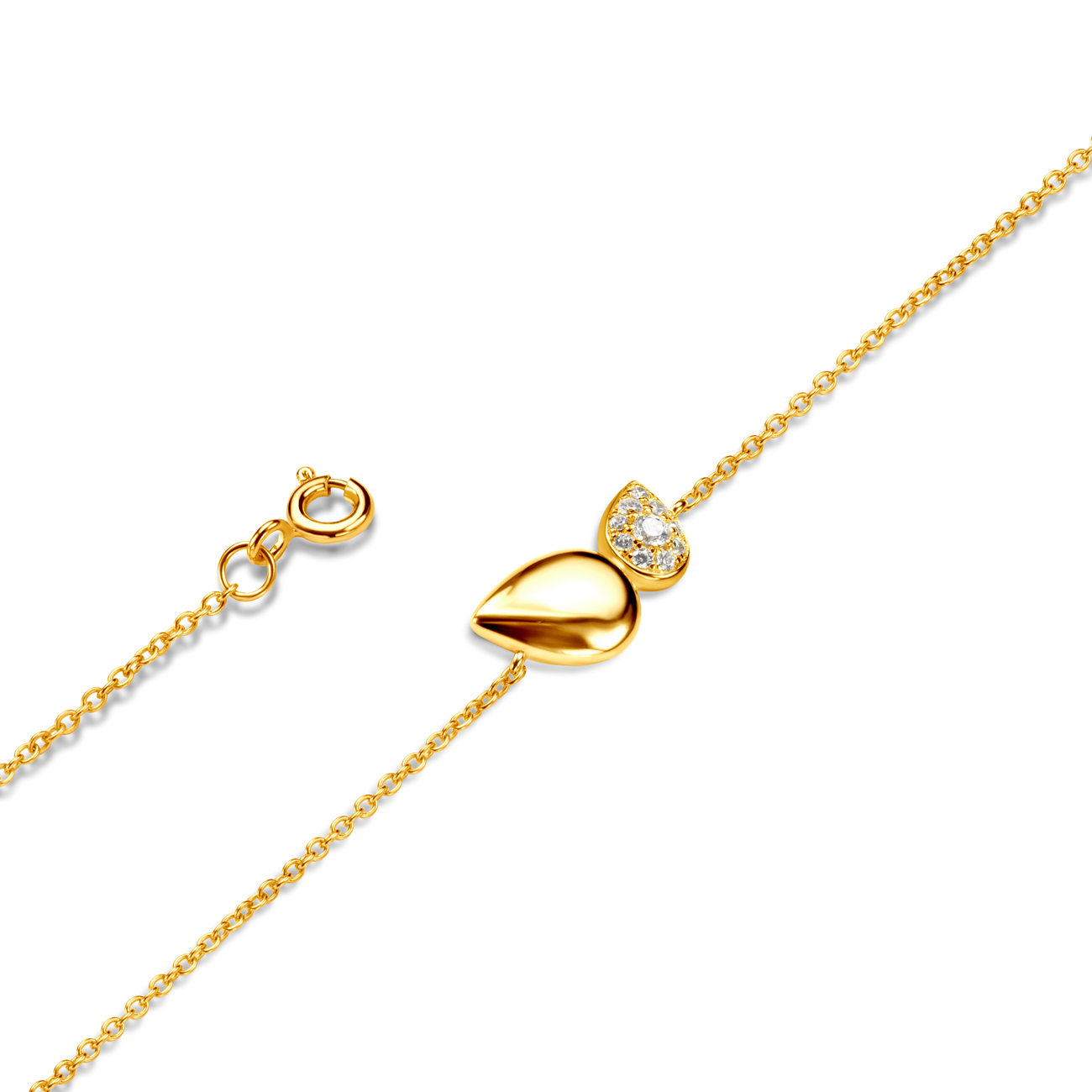 Bransoletka Nature: srebrna pozłacana, cyrkonie - 3