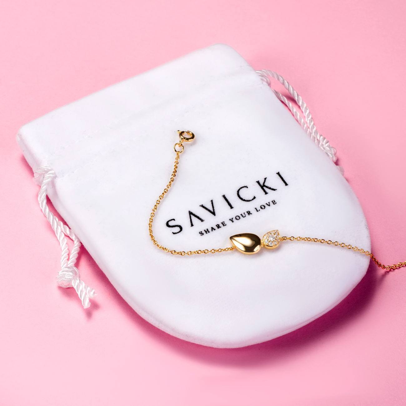 Bransoletka Nature: srebrna pozłacana, cyrkonie - 4