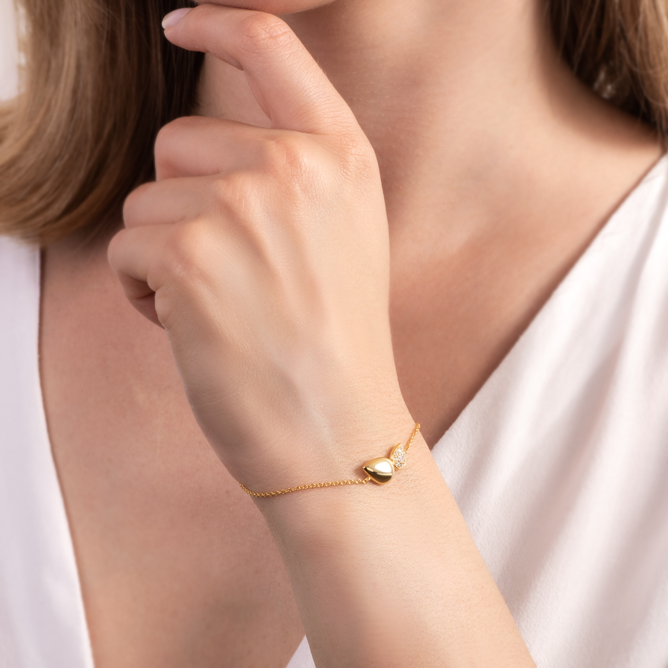 Bransoletka Nature: srebrna pozłacana, cyrkonie - 5