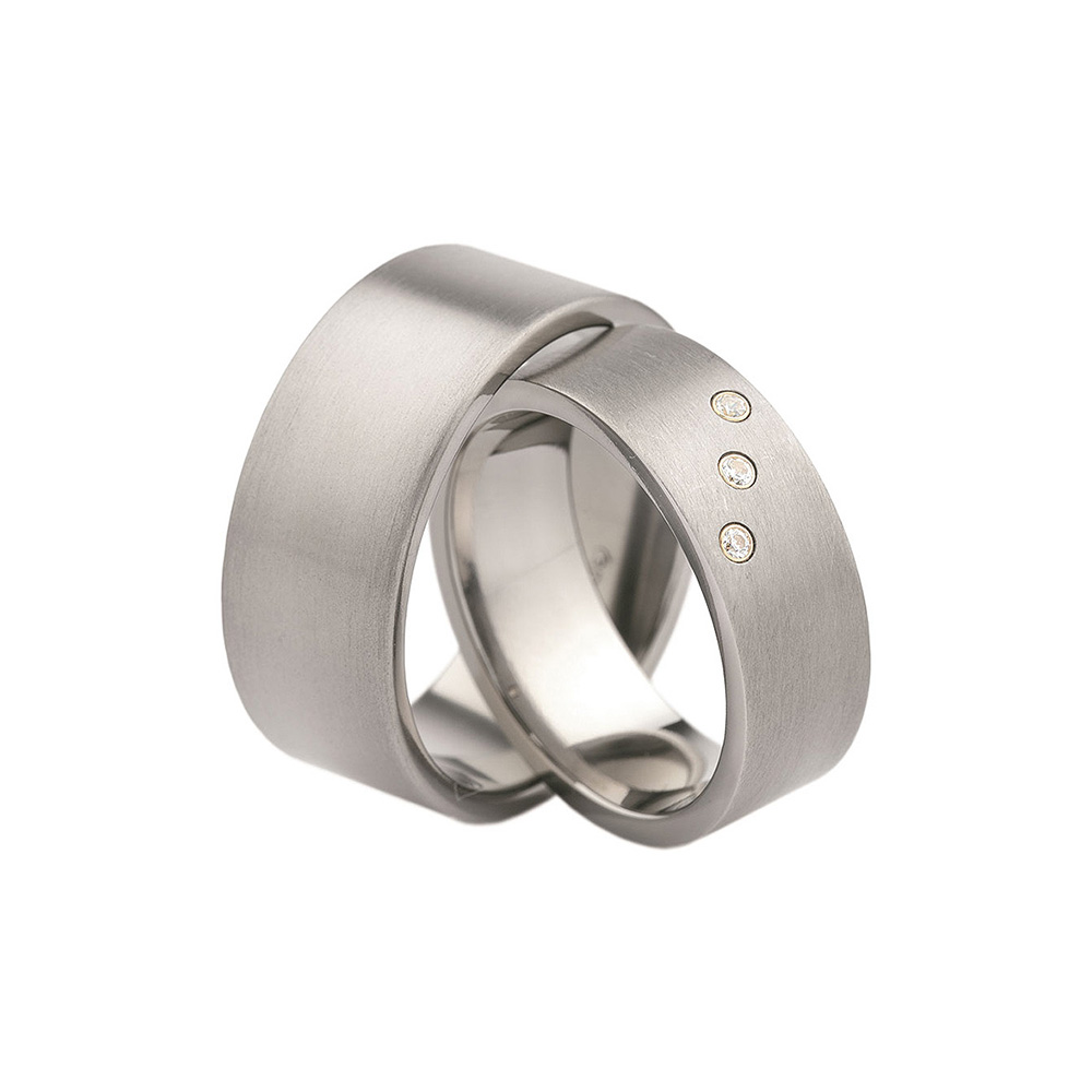 Wedding Rings: Titanium, Flat Shaped, 7 mm