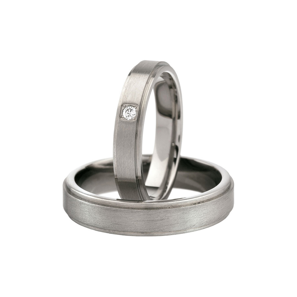 Wedding Rings: Titanium, Flat Shaped, 5 mm