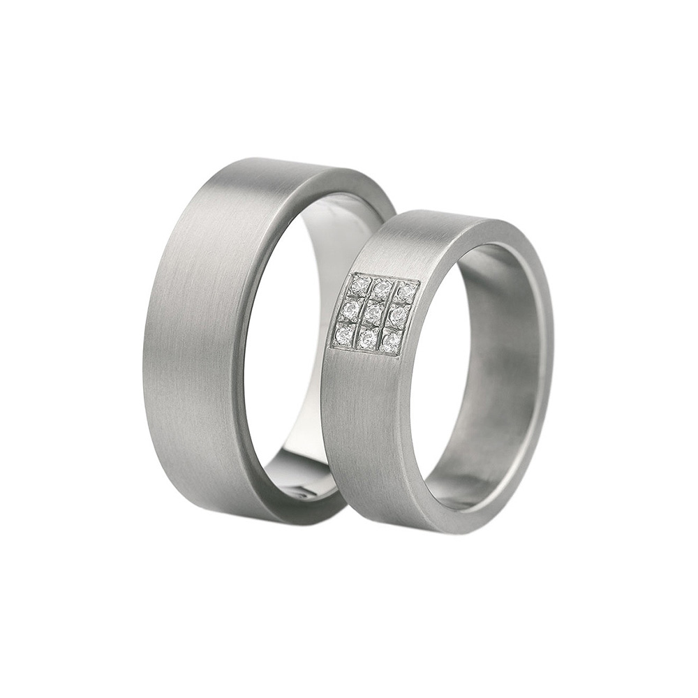 Wedding Rings: Titanium, Flat Shaped, 6 mm
