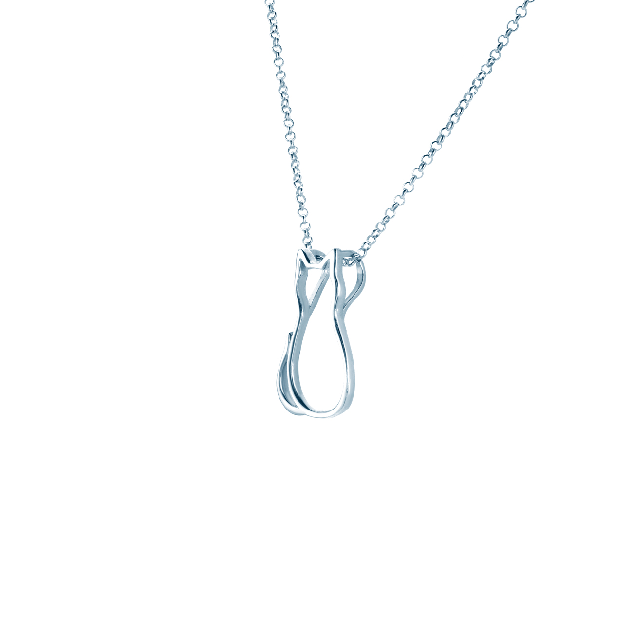 Halskette Kette mit Anhänger Katze Animals: Silber