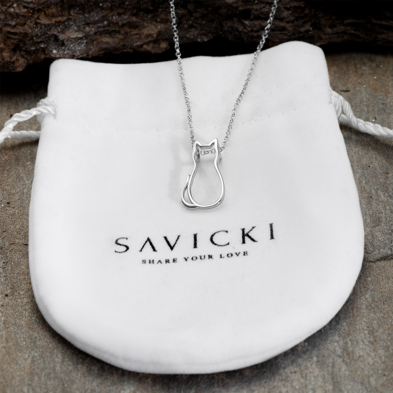 Halskette Kette mit Anhänger Katze Animals: Silber