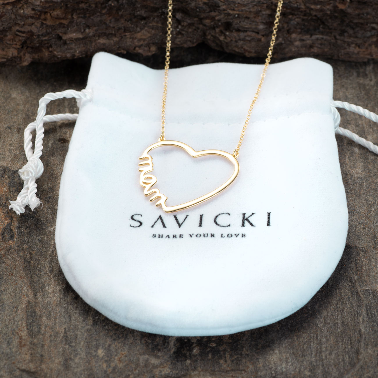 Halskette Kette mit Anhänger Herz Savicki: Silber Vergoldet